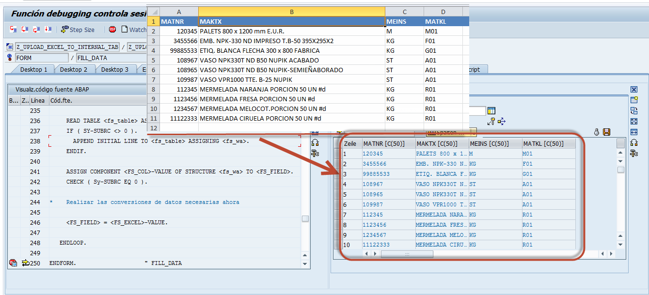 Código de Retorno Clasicos Abap Subir un archivo Excel a una tabla