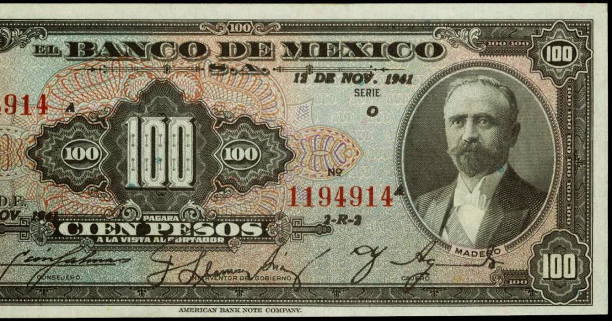 Mexico 100 Pesos banknote 1941 Banco De Mexico|World Banknotes & Coins