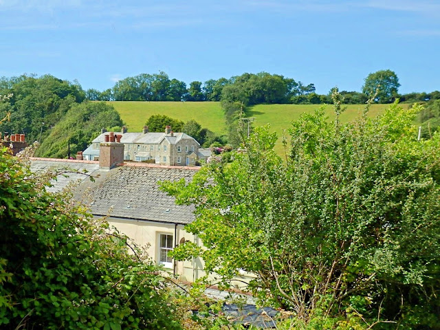 Houses, Green Fields at Charlestown, Cornwall