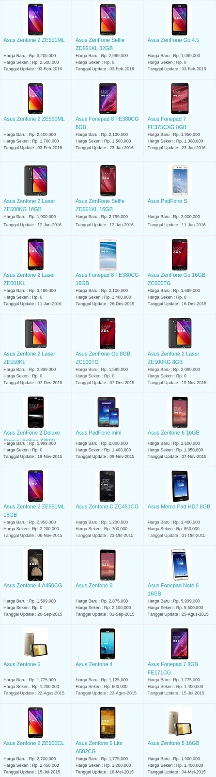 Daftar Harga Terbaru Hp Asus Maret 2016 Daftar Harga Terbaru Hp Asus Maret 2016