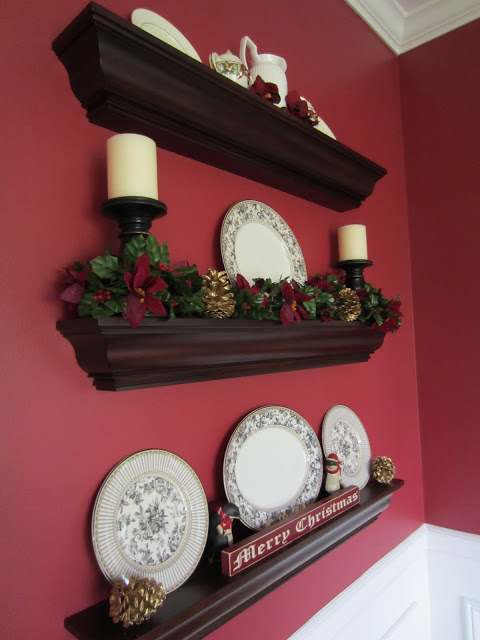 Red Walls with Ledge Shelves