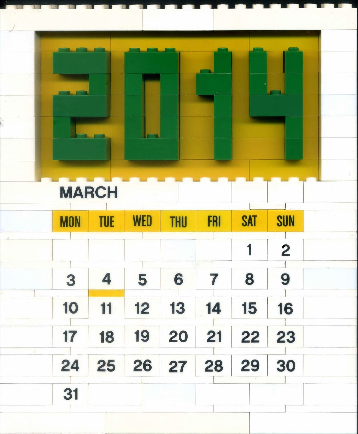 MOC Calrndário LEGO mês março 2014 MOC Calrndário LEGO mês março 2014