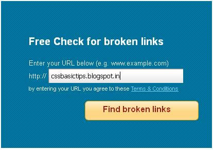 Broken Link check for CSSBasicTips with the help of Brokenlinkcheck.com a free online service to check broken links.