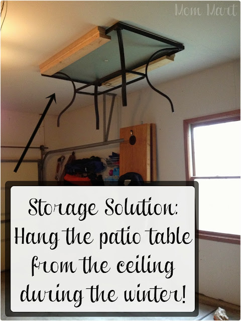 Storage Solution for storing the Patio Table during the Winter