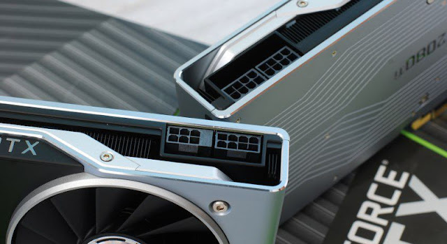 The power supply goes through the use of two PCIe cables: 2x8 pins on RTX 2080 Ti and 8 + 6 pins on RTX 2080. The power supply goes through the use of two PCIe cables: 2x8 pins on RTX 2080 Ti and 8 + 6 pins on RTX 2080.