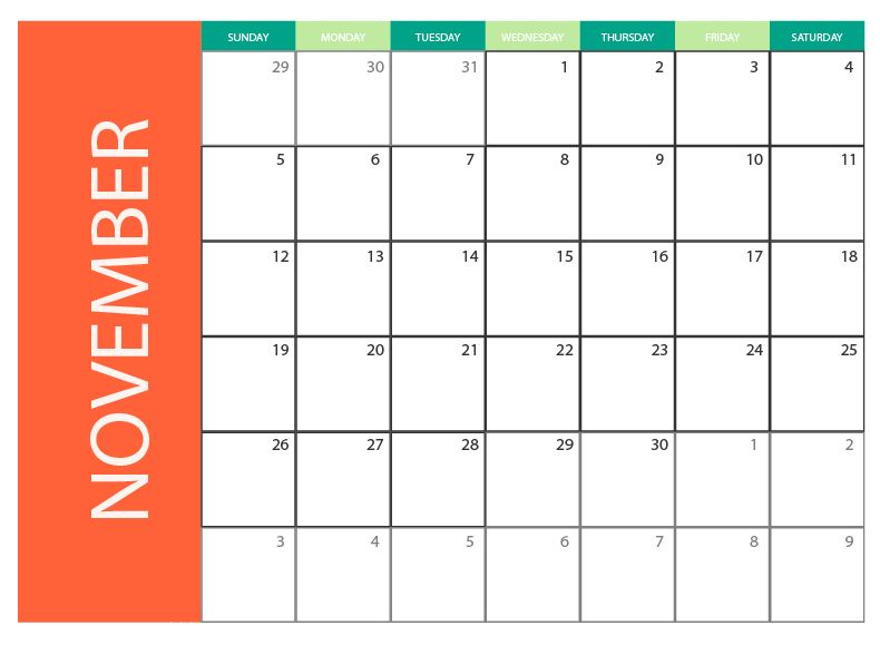 10 Calendar Template 2017 November Template Guru