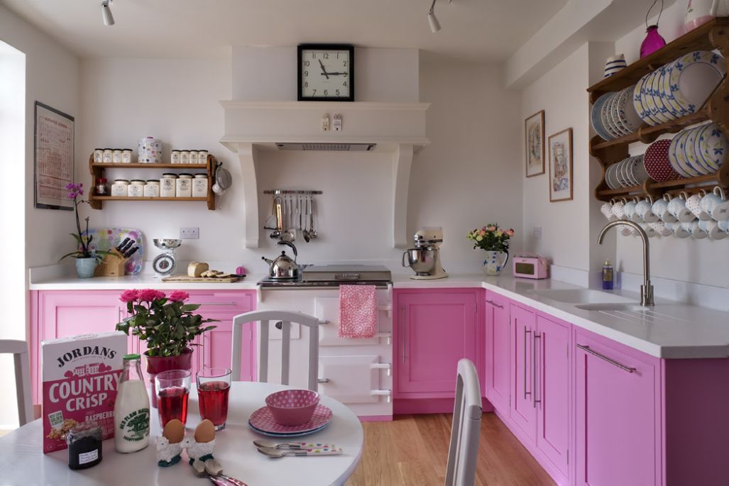 Cabinets for Kitchen  Pink Kitchen  Cabinets Design