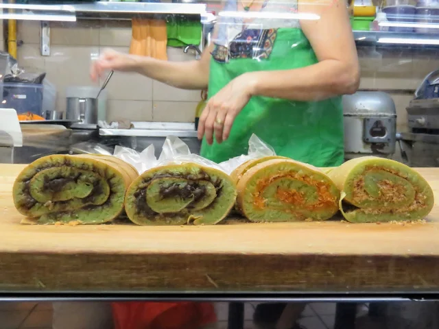 Rolled pancakes at Maxwell Road Hawker Stalls in Singapore