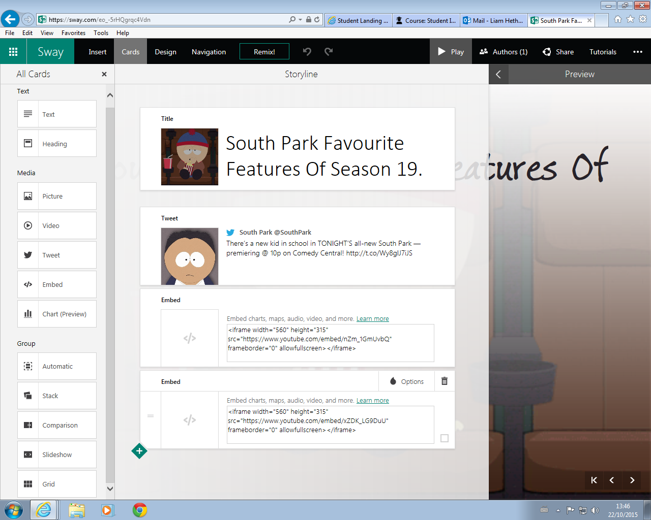 GC Student Innovators 20152016 Sway on Office 365 by Liam.