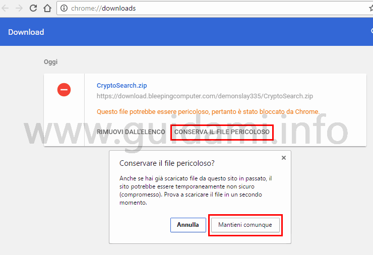 file pericolosi chrome scaricare