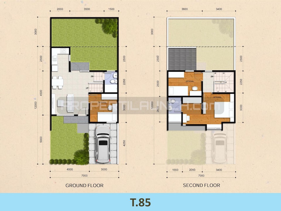 Denah Rumah Cluster Kireina BSD City Tipe 85