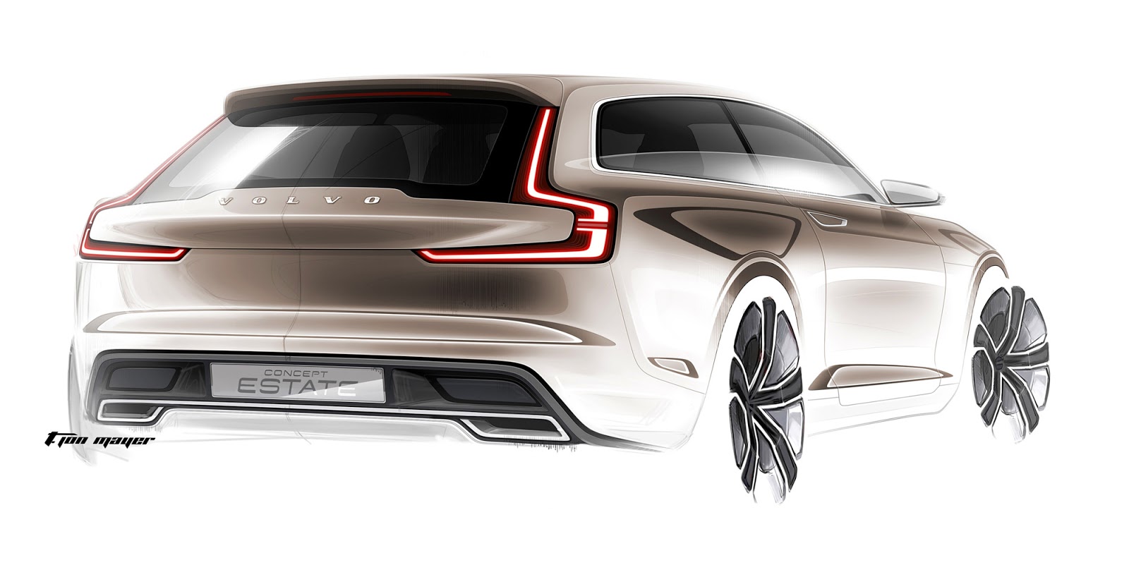 Volvo Concept Estate sketch rear quarter view by T. Jon Mayer