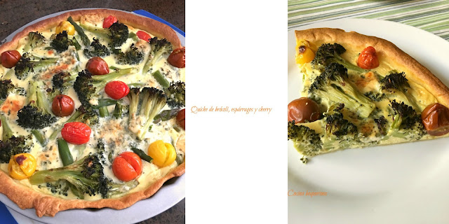 Quiche de brocoli, esparragos y cherry