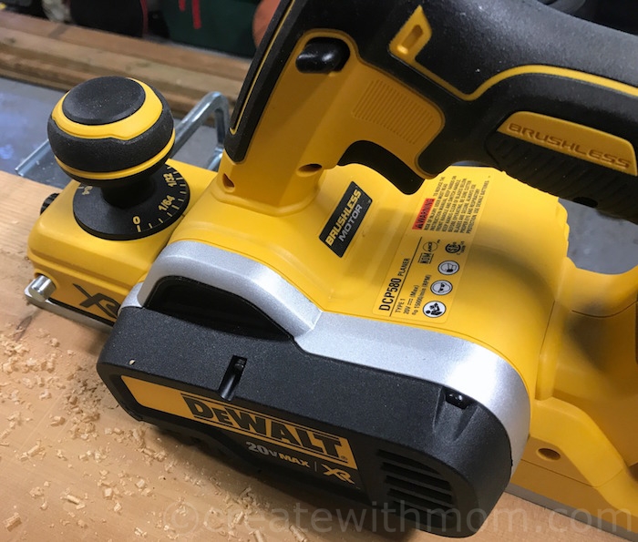 Create With Mom The Dewalt DCP580B 20V Max Brushless Planer DIY tool