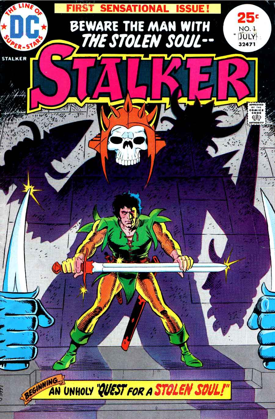 Stalker v1 #1 dc bronze age comic book cover art by Steve Ditko, Wally Wood