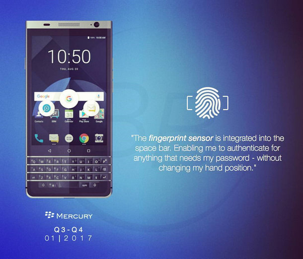 BlackBerry DTEK70 Mercury Tampil Dengan Keyboard Qwerty Dan Pemindai Sidik Jari BlackBerry_DTEK70