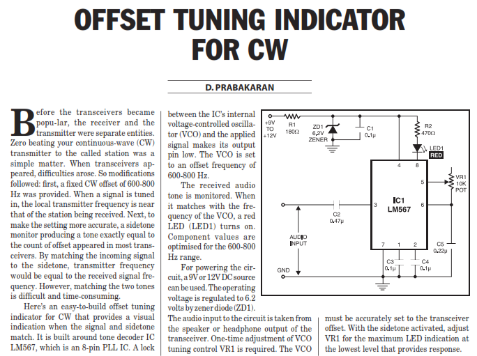 Led Tuning Indicator Hobby Electronics Circuits: Offset Tuning indicator for CW