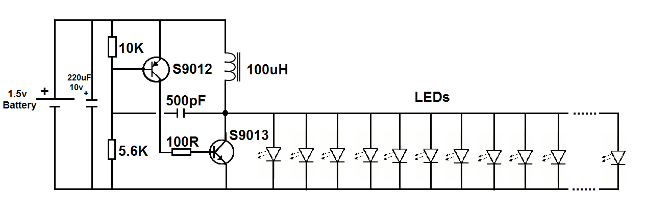 1.5v LED flashlight circuit ~ Simple projects