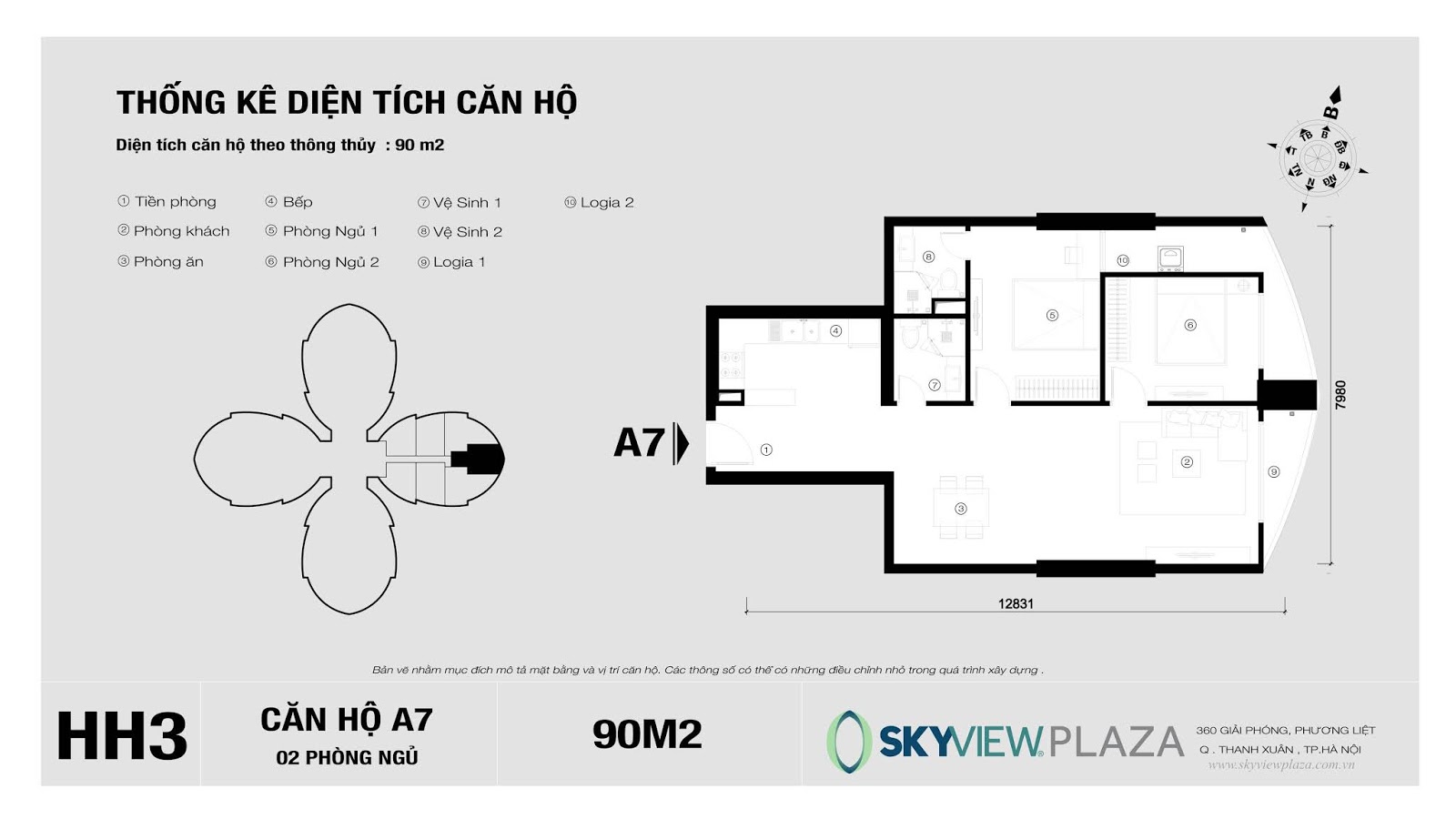 Thiết kế căn A7 dự án Sky View Plaza 360 Giải Phóng Thiết kế căn A7 dự án Sky View Plaza 360 Giải Phóng