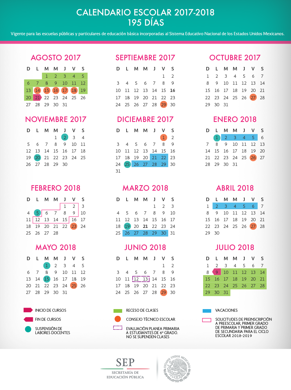 Calendario Escolar 20172018 Ciclo Escolar