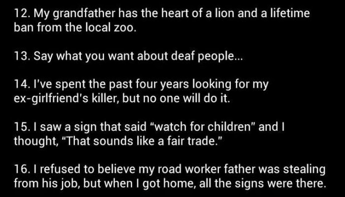 Chuck's Fun Page 2 21 best oneliner jokes ever? That's the claim. 5