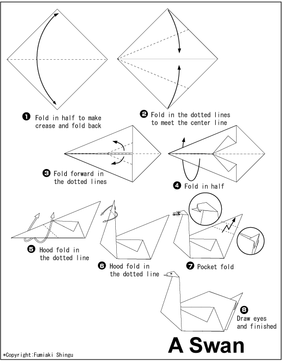 Swan Easy Origami instructions For Kids