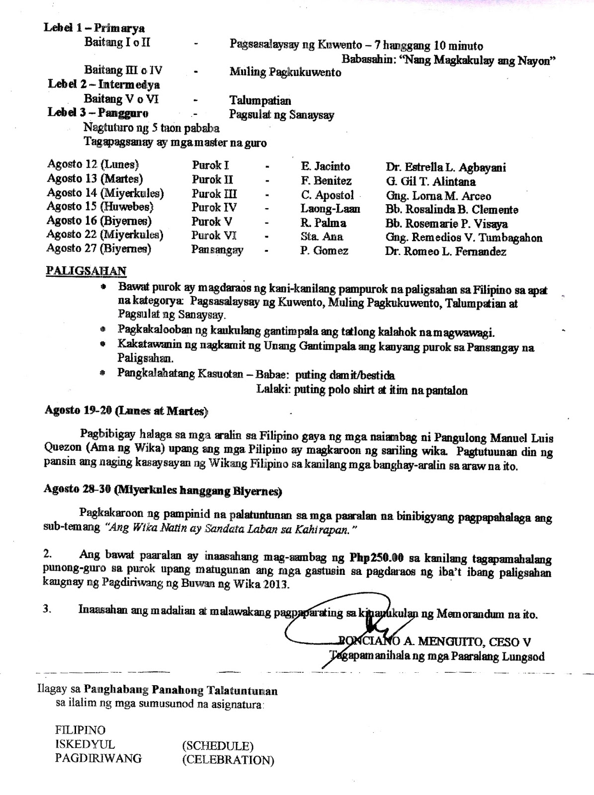 Department of Education Manila: Division Memorandum No. 392