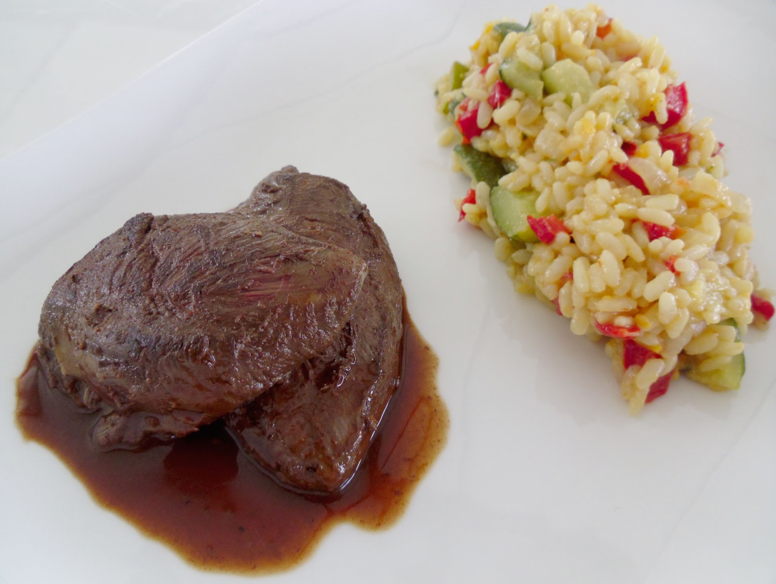 Gourmande ou passionnée...: Filet de pigeon épicé, risotto poivron ...