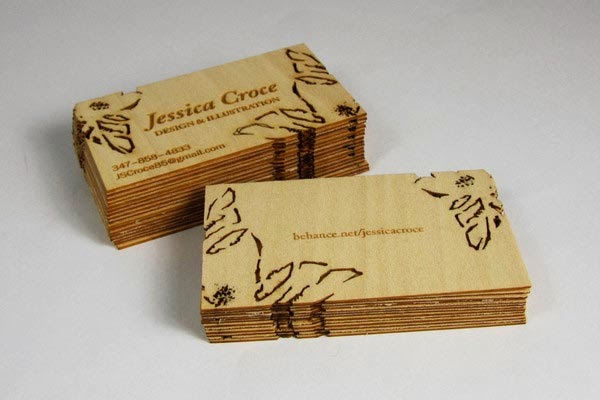 wood business card