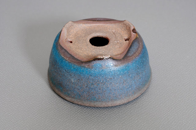 青銅マット釉丸盆栽鉢（Matt bronze glaze bonsai pot）h1740-2