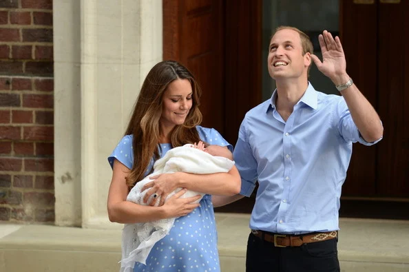 The newborn Prince of Cambridge makes his public debut with adoring parents Prince William and Kate Middleton