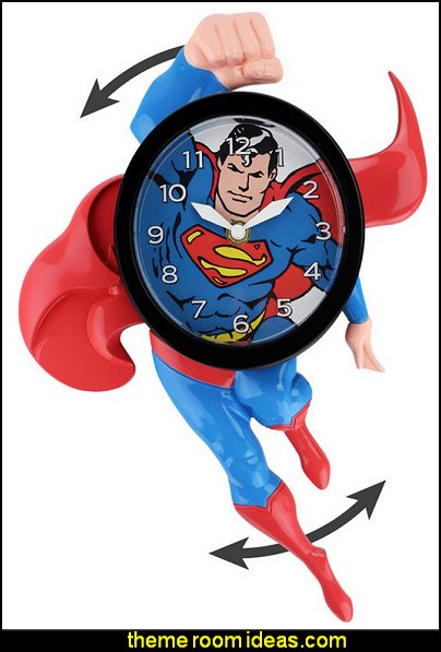 Superman Motion Wall Clock superman bedroom decorating ideas - superman decor - superman wall murals - superman bedding - Superheroes bedroom ideas - batman - spiderman - superman phone booth bedroom ideas - Superman bedroom decor Superman Motion Wall Clock