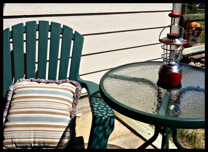 patio furniture, adirondack chair, camping lantern