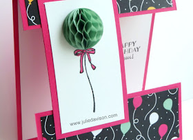 VIDEO: Cut Apart Card Tutorial with Sale-a-Bration Honeycomb Happiness Birthday Balloon card  #GDP023 #stampinup #saleabration www.juliedavison.com