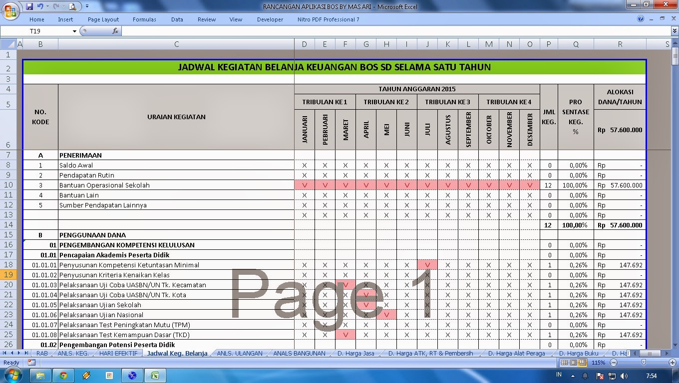 form monitoring kegiatan di sekolah