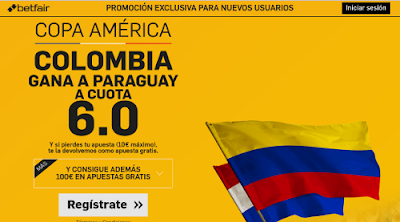 betfair Colombia gana Paraguay supercuota 6 Copa America 8 junio betfair Colombia gana Paraguay supercuota 6 Copa America 8 junio