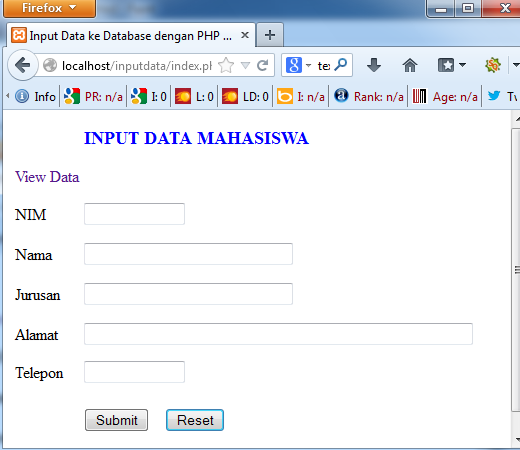 input data ke database dengan PHP dan MySQL