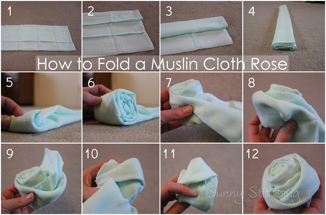 fold a muslin cloth rose