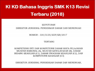 KI KD Bahasa Inggris SMK Kurikulum 2013 Revisi (2018)
