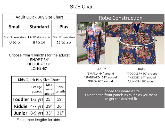 Robes Size and Ref. Length Chart