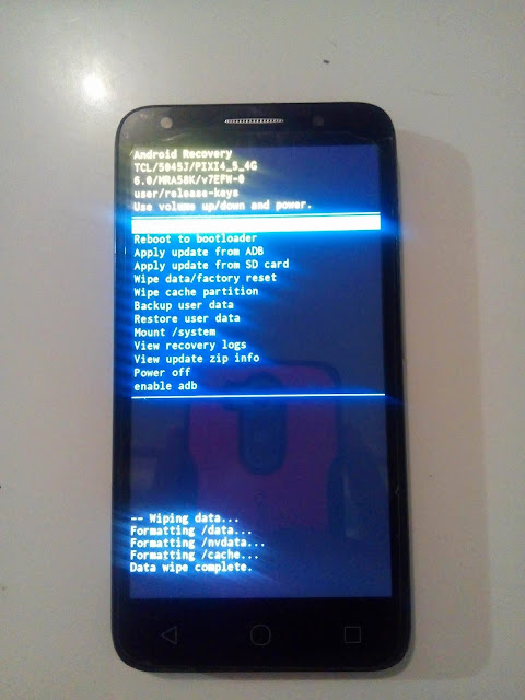 reiniciar el teléfono alcatel pixi 4