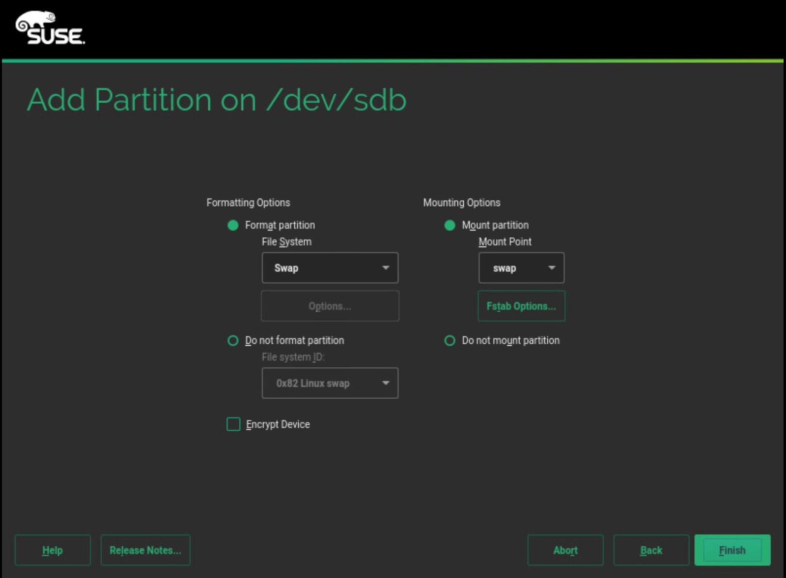Formatting options. Opensuse tw install btrfs fstab options. enter node installation key.
