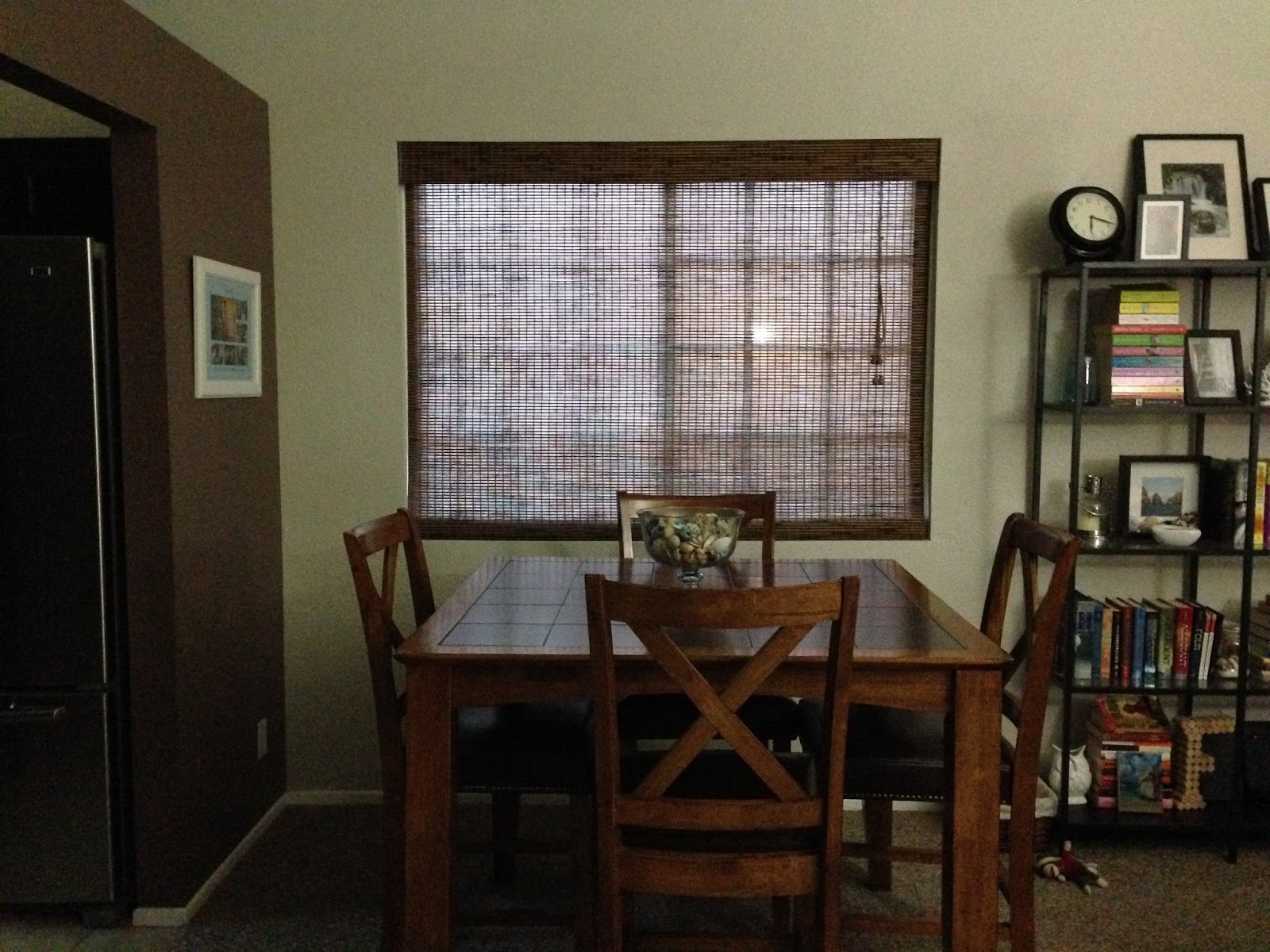 Adventures in DIY Bamboo Roman Shades Dining Room Update