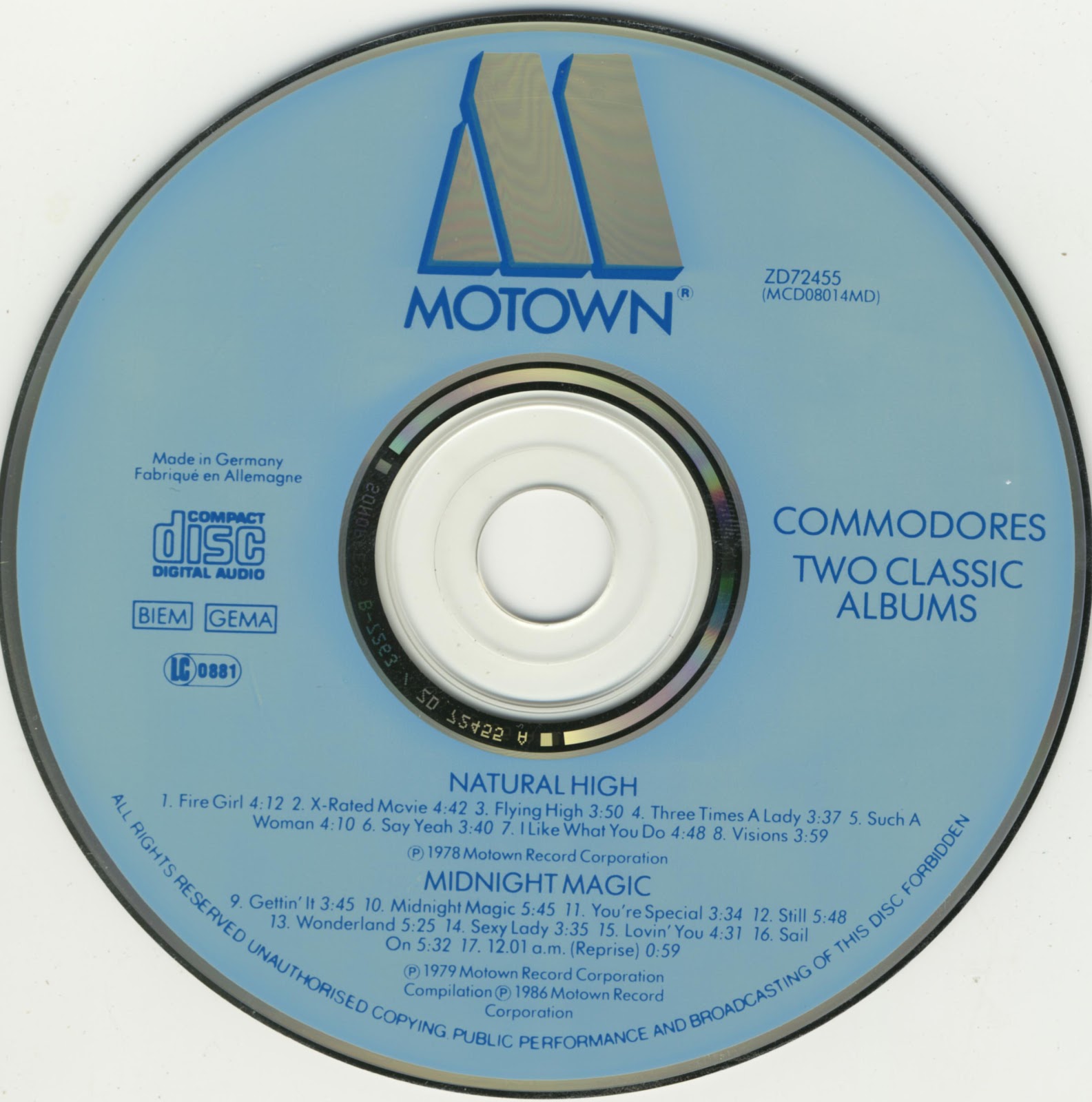 BENTLEYFUNK: Commodores - Natural High 1978 & Midnight Magic 1979 CD.