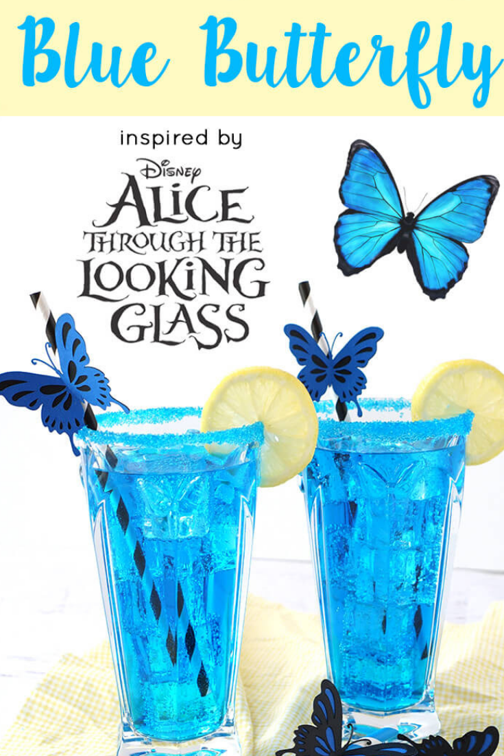 This electric blue butterfly cocktail is a refreshing blend of lemonade, vodka, blue curacao and