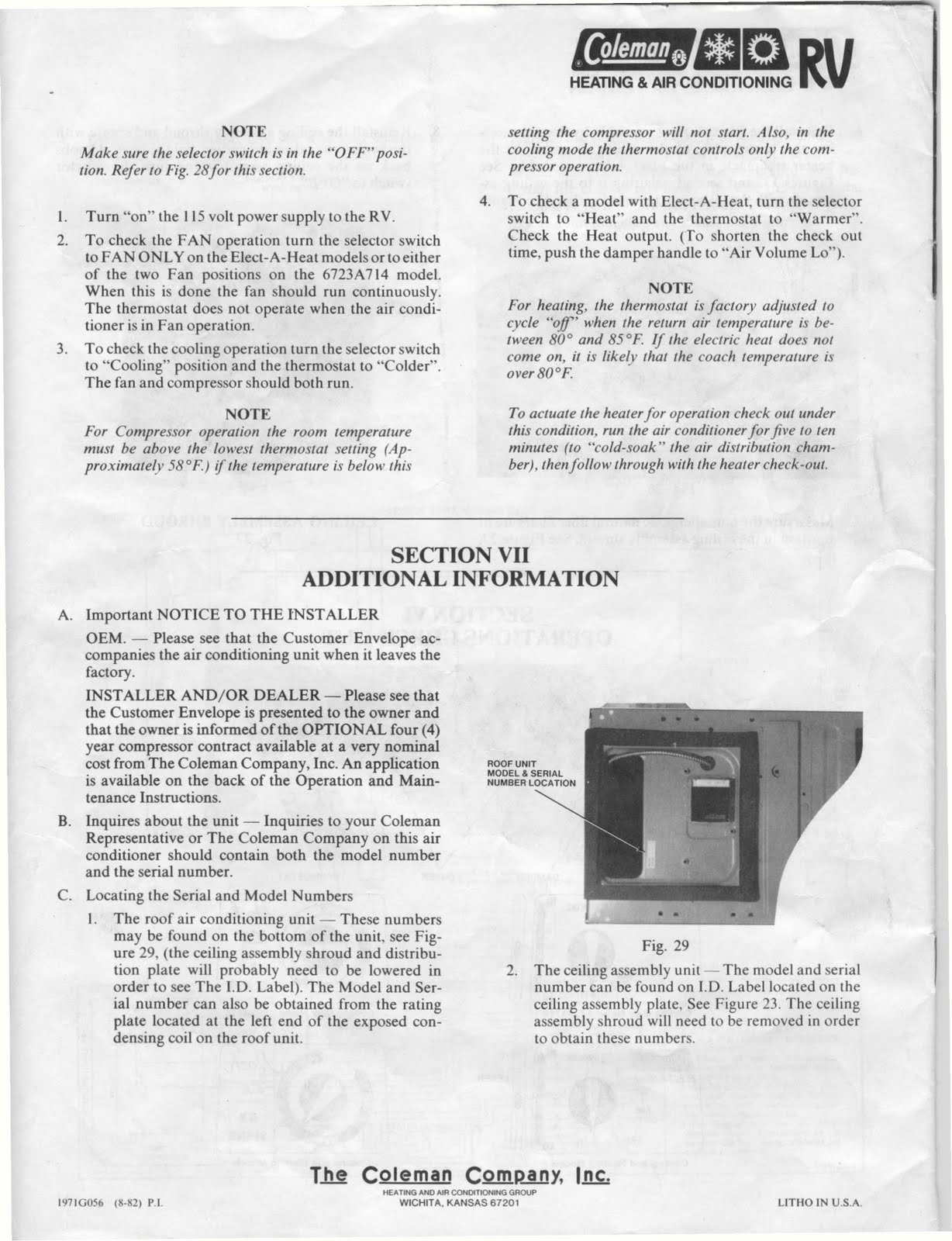 Coleman Mach 15 Installation Manual