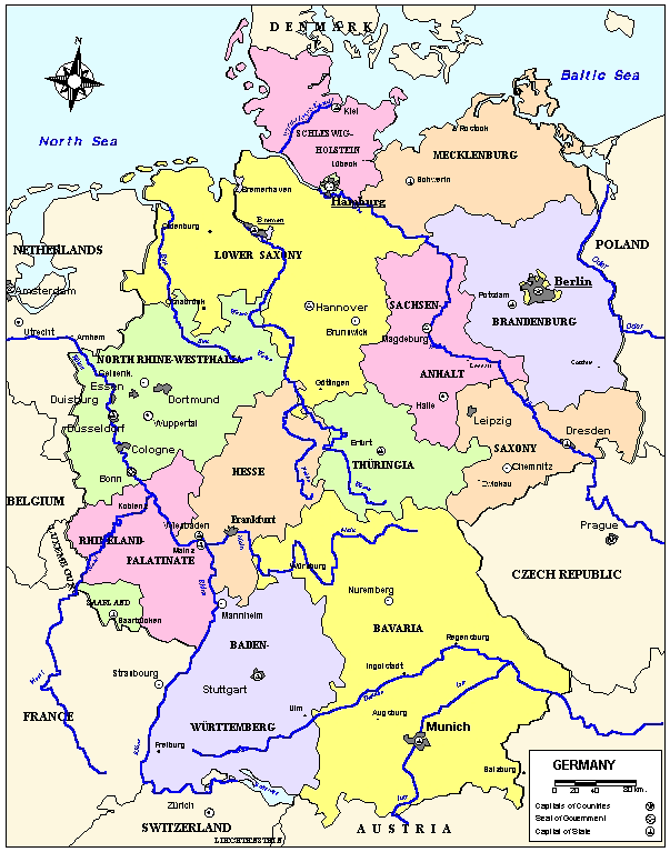 maps of dallas: Map of Germany With Cities
