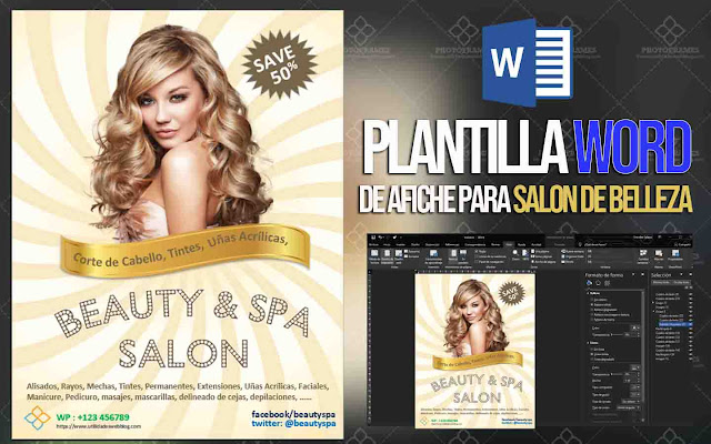 Plantilla para afiche, volante o banner de salon de belleza editable en Office Word