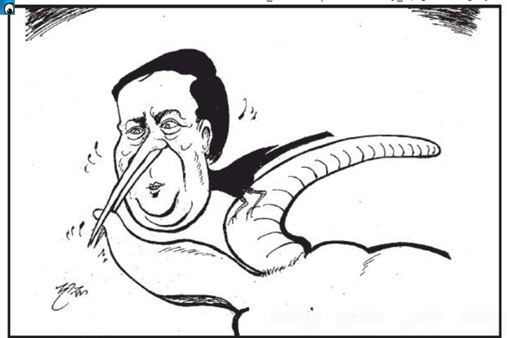 Mathri has whispered a secret to Nimal (Tuesday's cartoon)