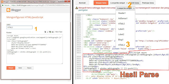 Parse Kode Iklan Adsense Parse HTML
